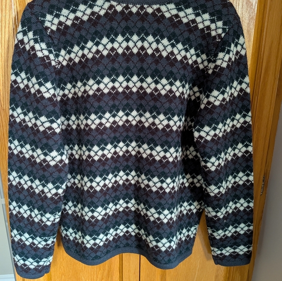Vintage X·rds 100% Wool Argyle Cardigan Sweater Classic Academia Style M - Picture 8 of 9